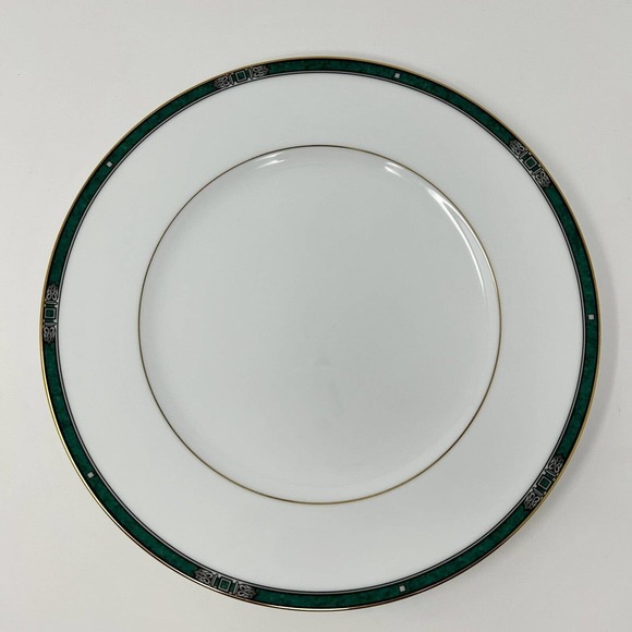 Noritake Emerald Crest 4130 Dinner Plate 10.5” Green Gold White NWT - Picture 13 of 16